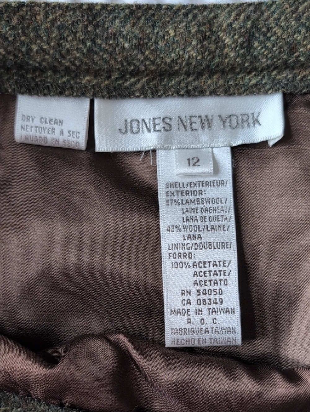 Pleated Tweed A-Line Above Knee Skirt - Olive - Picture 2 of 9